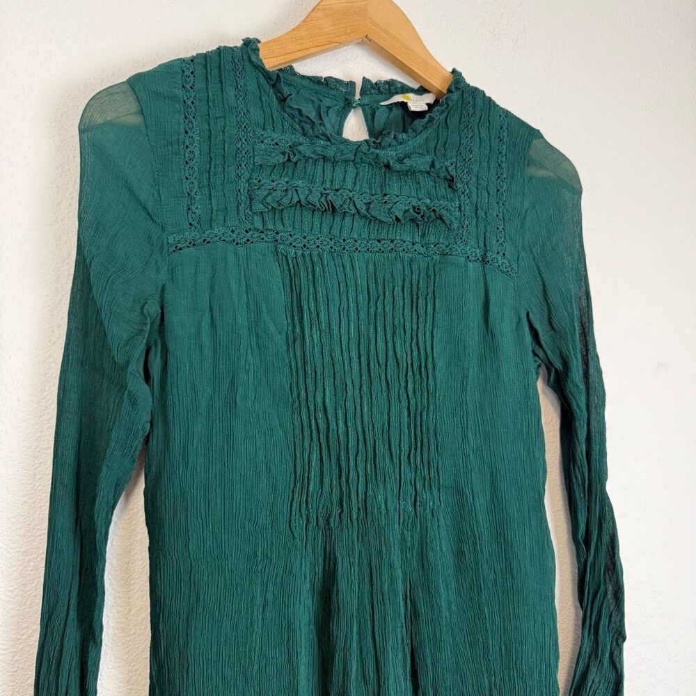 Boden Green Flared Casual Long Sleeve Mini Shift Dress Size 10R